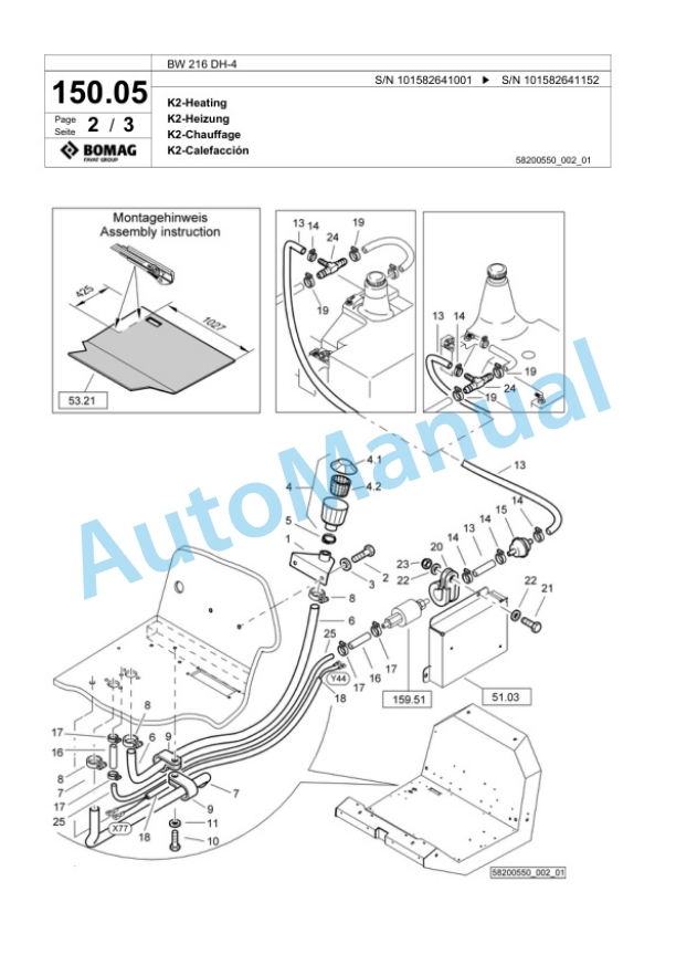 Bomag BW 216 DH-4 Single Drum Wheel Drive Vibratory Roller Spare Parts Catalogue 00818155 3 Bomag BW 216 DH-4 Single Drum Wheel Drive Vibratory Roller Spare Parts Catalogue 00818155-3