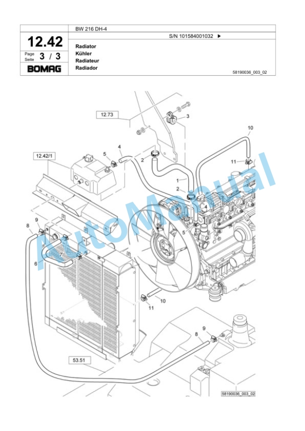 Bomag BW 216 DH-4 Single Drum Wheel Drive Vibratory Roller Spare Parts Catalogue 00818849 2 Bomag BW 216 DH-4 Single Drum Wheel Drive Vibratory Roller Spare Parts Catalogue 00818849-2