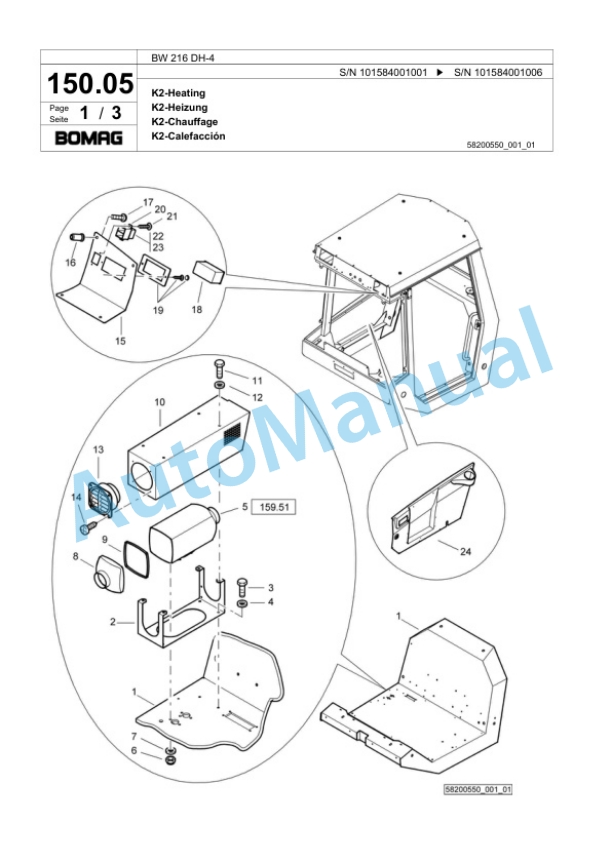 Bomag BW 216 DH-4 Single Drum Wheel Drive Vibratory Roller Spare Parts Catalogue 00818849 4 Bomag BW 216 DH-4 Single Drum Wheel Drive Vibratory Roller Spare Parts Catalogue 00818849-4