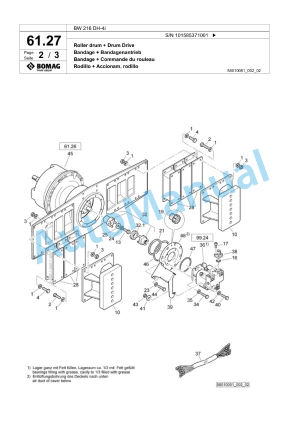 Bomag BW 216 DH-4i Single Drum Wheel Drive Vibratory Roller Spare Parts Catalogue 00824695 2 Bomag BW 216 DH-4i Single Drum Wheel Drive Vibratory Roller Spare Parts Catalogue 00824695-2