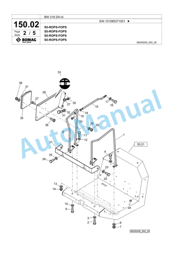 Bomag BW 216 DH-4i Single Drum Wheel Drive Vibratory Roller Spare Parts Catalogue 00824695 3 Bomag BW 216 DH-4i Single Drum Wheel Drive Vibratory Roller Spare Parts Catalogue 00824695-3