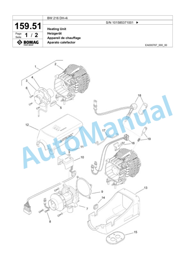 Bomag BW 216 DH-4i Single Drum Wheel Drive Vibratory Roller Spare Parts Catalogue 00824695 5 Bomag BW 216 DH-4i Single Drum Wheel Drive Vibratory Roller Spare Parts Catalogue 00824695-5