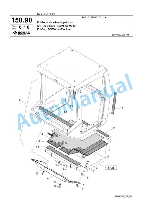 Bomag BW 216 DH-5 PL Single Drum Wheel Drive Vibratory Roller Spare Parts Catalogue 00827283 4 Bomag BW 216 DH-5 PL Single Drum Wheel Drive Vibratory Roller Spare Parts Catalogue 00827283-4