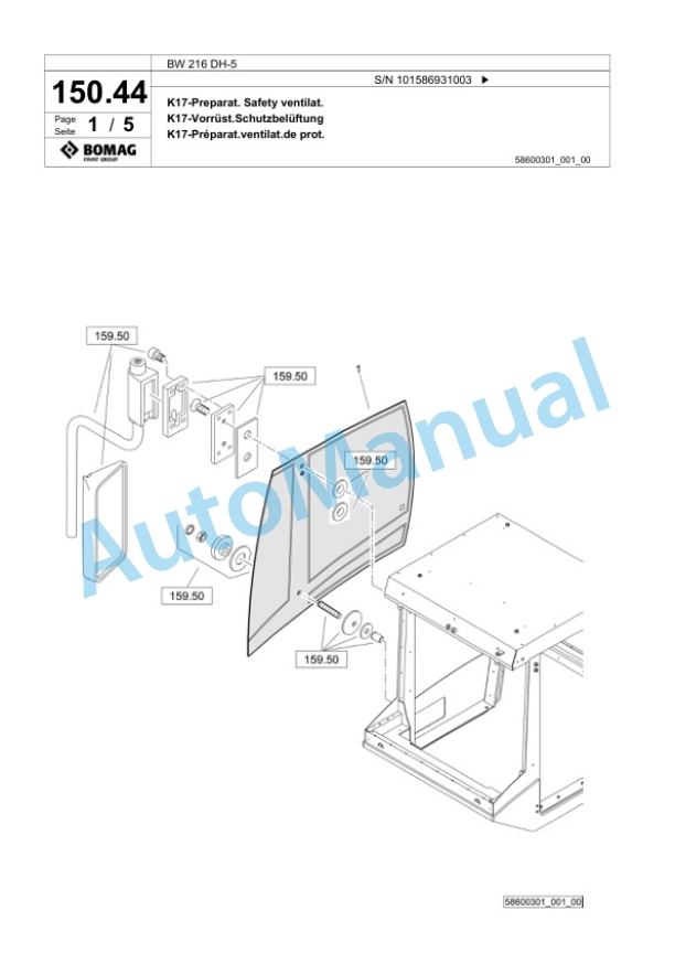 Bomag BW 216 DH-5 Single Drum Wheel Drive Vibratory Roller Spare Parts Catalogue 00825997 3 Bomag BW 216 DH-5 Single Drum Wheel Drive Vibratory Roller Spare Parts Catalogue 00825997-3