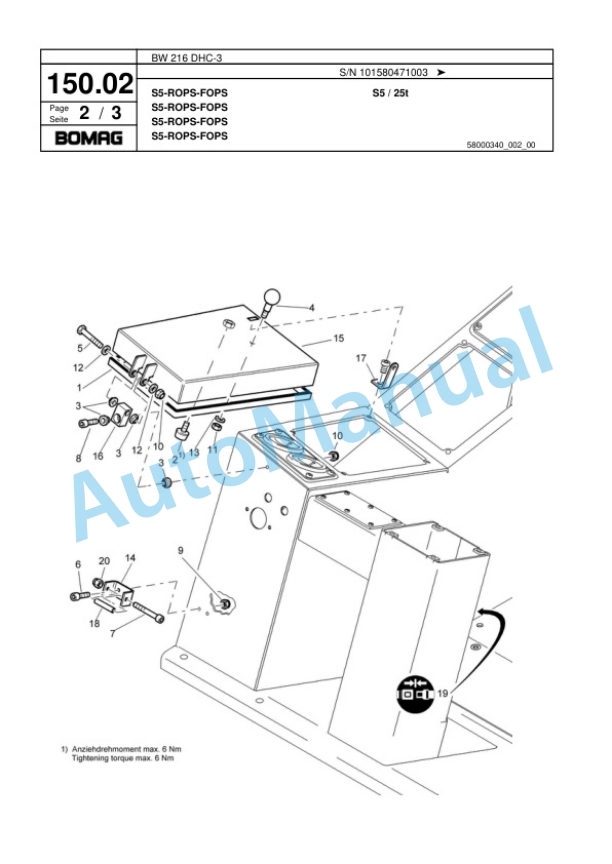 Bomag BW 216 DHC-3 Single Drum Wheel Drive Vibratory Roller Spare Parts Catalogue 00817643 4 Bomag BW 216 DHC-3 Single Drum Wheel Drive Vibratory Roller Spare Parts Catalogue 00817643-4