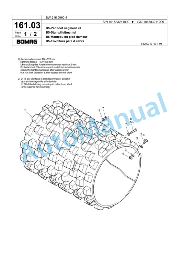 Bomag BW 216 DHC-4 Single Drum Wheel Drive Vibratory Roller Spare Parts Catalogue 00818347 5 Bomag BW 216 DHC-4 Single Drum Wheel Drive Vibratory Roller Spare Parts Catalogue 00818347-5