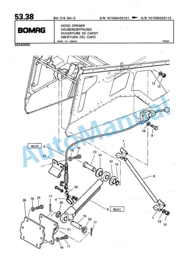 Bomag BW 216 HD-3 Single Drum Wheel Drive Vibratory Roller Spare Parts Catalogue 00815342 2 Bomag BW 216 HD-3 Single Drum Wheel Drive Vibratory Roller Spare Parts Catalogue 00815342-2