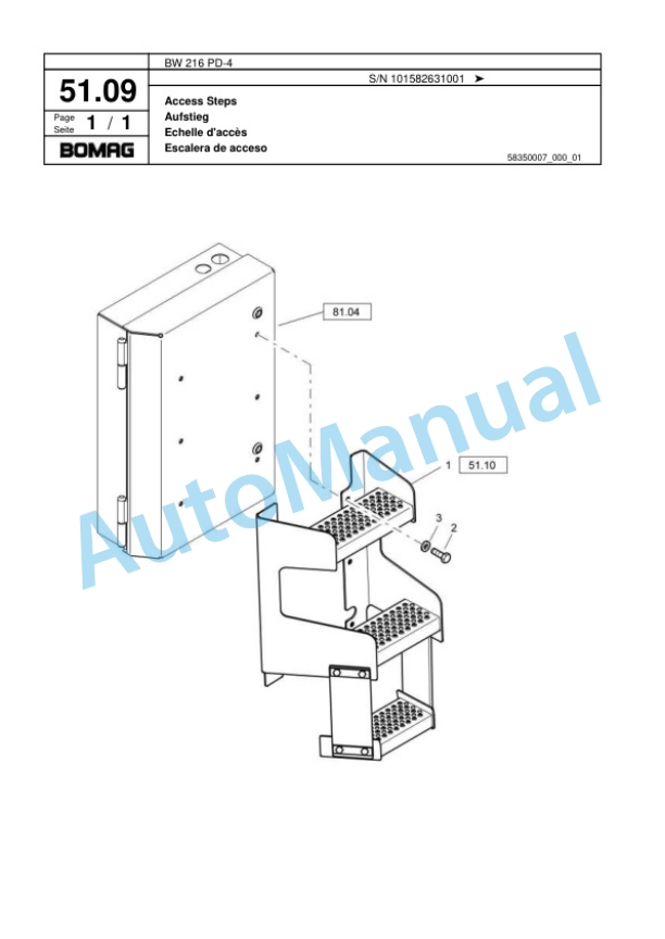 Bomag BW 216 PD-4 Single Drum Wheel Drive Vibratory Roller Spare Parts Catalogue 00818053 2 Bomag BW 216 PD-4 Single Drum Wheel Drive Vibratory Roller Spare Parts Catalogue 00818053-2
