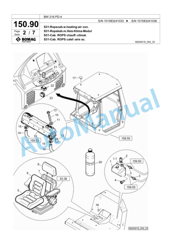 Bomag BW 216 PD-4 Single Drum Wheel Drive Vibratory Roller Spare Parts Catalogue 00818353 4 Bomag BW 216 PD-4 Single Drum Wheel Drive Vibratory Roller Spare Parts Catalogue 00818353-4