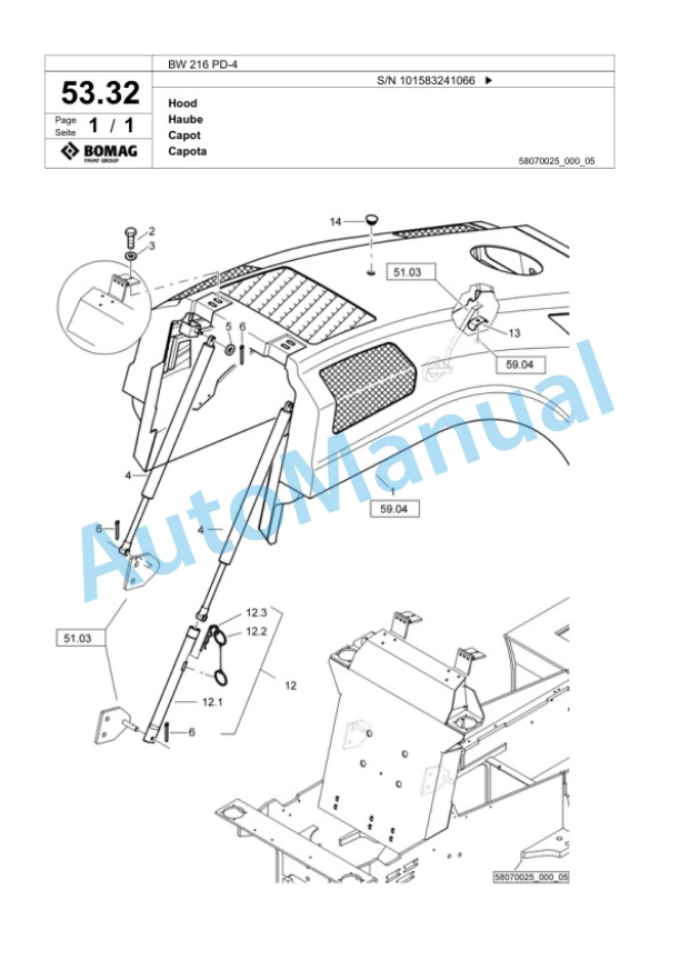 Bomag BW 216 PD-4 Single Drum Wheel Drive Vibratory Roller Spare Parts Catalogue 00824155 2 Bomag BW 216 PD-4 Single Drum Wheel Drive Vibratory Roller Spare Parts Catalogue 00824155-2