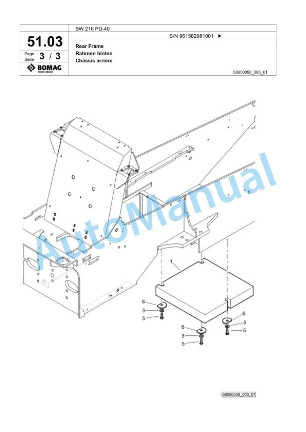 Bomag BW 216 PD-40 Single Drum Wheel Drive Vibratory Roller Spare Parts Catalogue 00826013 2 Bomag BW 216 PD-40 Single Drum Wheel Drive Vibratory Roller Spare Parts Catalogue 00826013-2