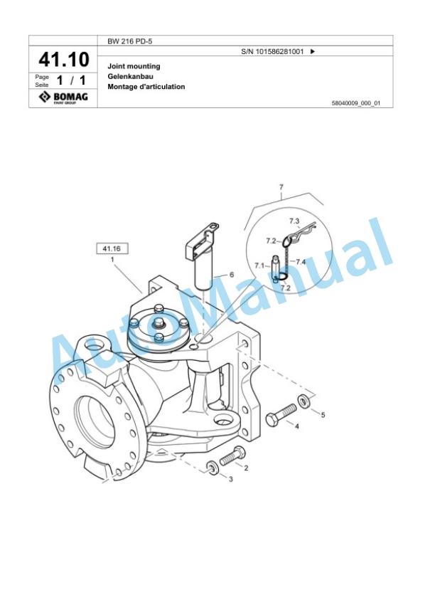Bomag BW 216 PD-5 Single Drum Wheel Drive Vibratory Roller Spare Parts Catalogue 00824845 2 Bomag BW 216 PD-5 Single Drum Wheel Drive Vibratory Roller Spare Parts Catalogue 00824845-2