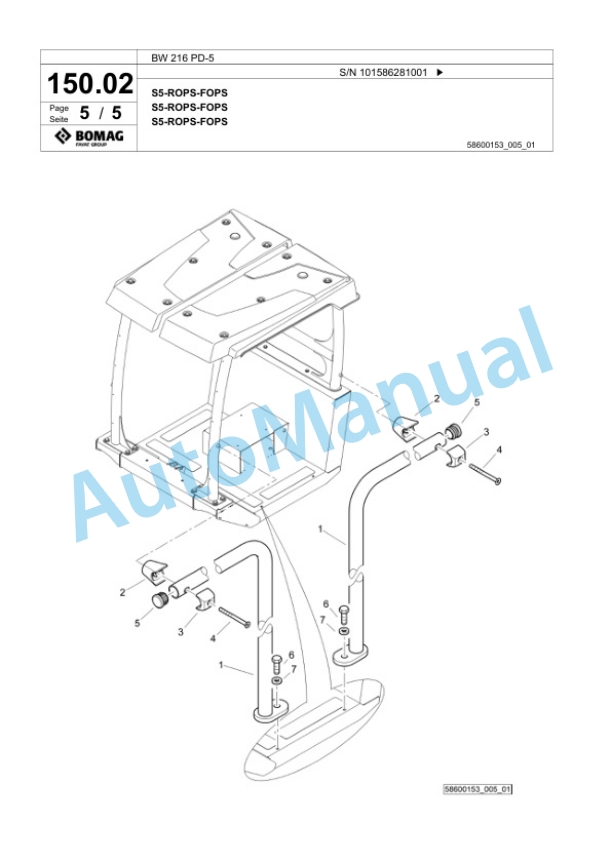 Bomag BW 216 PD-5 Single Drum Wheel Drive Vibratory Roller Spare Parts Catalogue 00824845 5 Bomag BW 216 PD-5 Single Drum Wheel Drive Vibratory Roller Spare Parts Catalogue 00824845-5