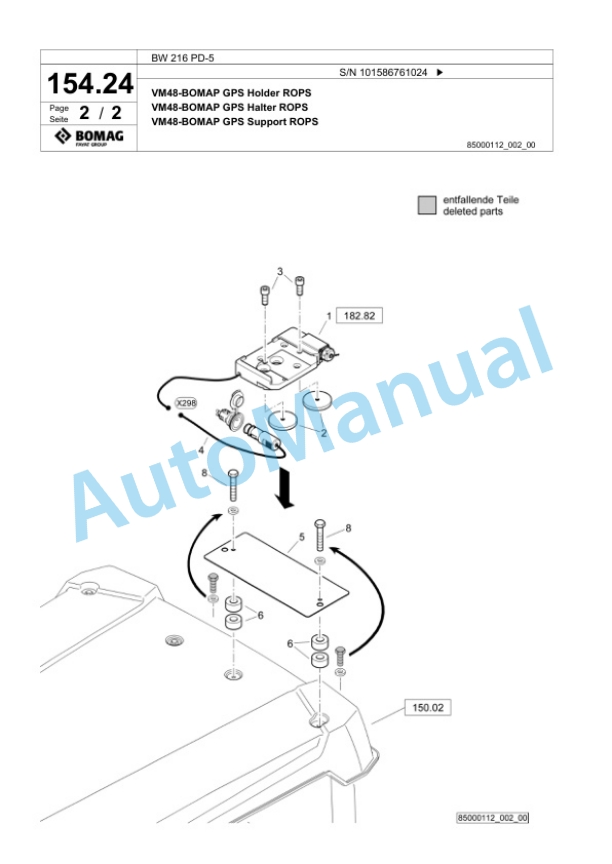 Bomag BW 216 PD-5 Single Drum Wheel Drive Vibratory Roller Spare Parts Catalogue 00825279 4 Bomag BW 216 PD-5 Single Drum Wheel Drive Vibratory Roller Spare Parts Catalogue 00825279-4