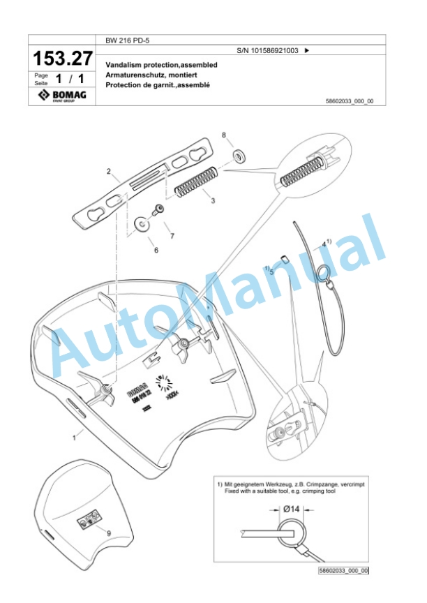 Bomag BW 216 PD-5 Single Drum Wheel Drive Vibratory Roller Spare Parts Catalogue 00825995 4 Bomag BW 216 PD-5 Single Drum Wheel Drive Vibratory Roller Spare Parts Catalogue 00825995-4