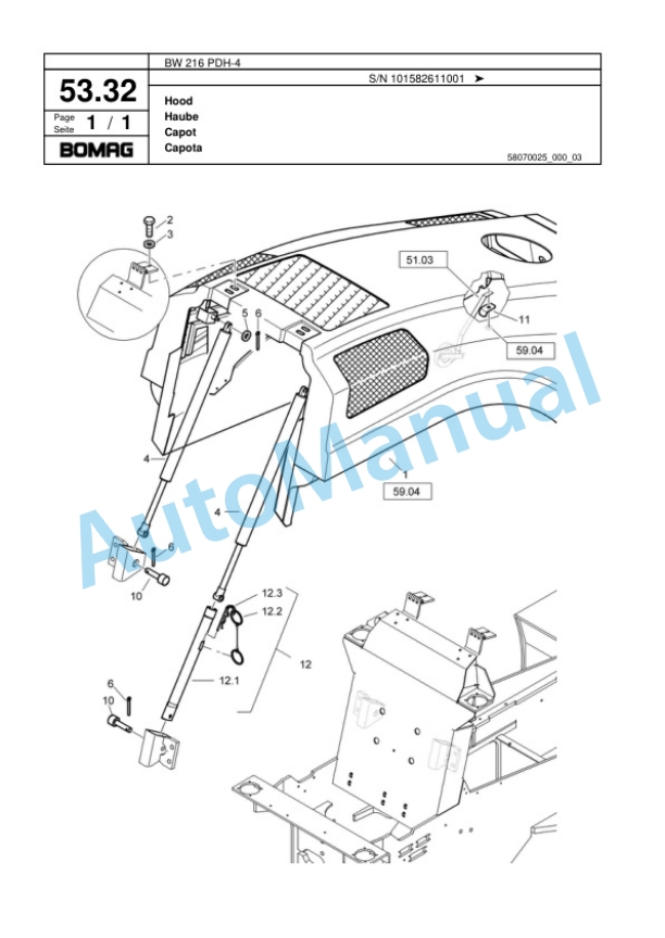 Bomag BW 216 PDH-4 Single Drum Wheel Drive Vibratory Roller Spare Parts Catalogue 00817795 2 Bomag BW 216 PDH-4 Single Drum Wheel Drive Vibratory Roller Spare Parts Catalogue 00817795-2