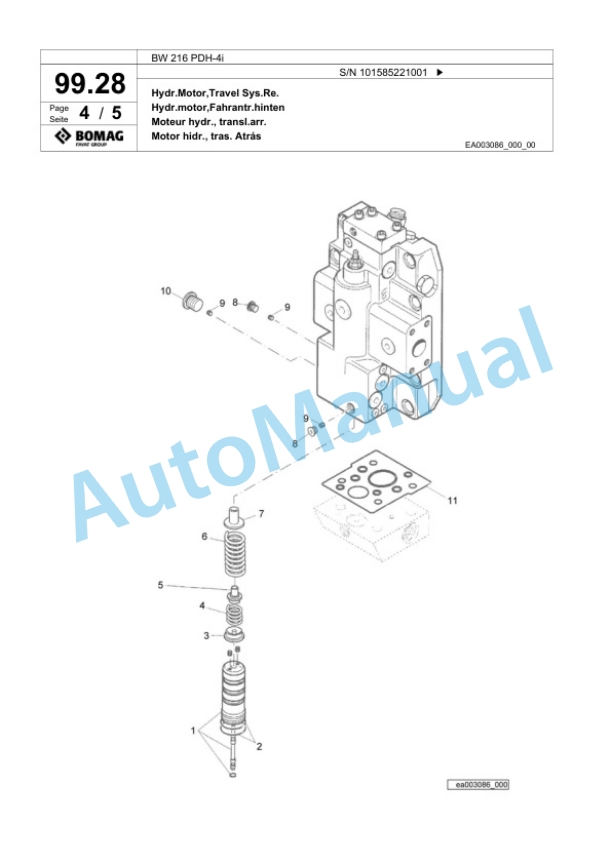 Bomag BW 216 PDH-4i Single Drum Wheel Drive Vibratory Roller Spare Parts Catalogue 00824469 3 Bomag BW 216 PDH-4i Single Drum Wheel Drive Vibratory Roller Spare Parts Catalogue 00824469-3