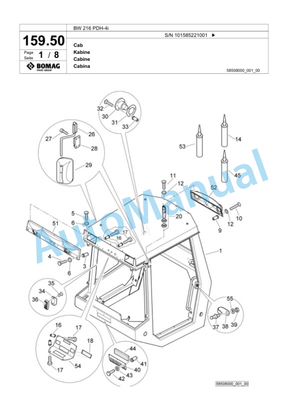 Bomag BW 216 PDH-4i Single Drum Wheel Drive Vibratory Roller Spare Parts Catalogue 00824469 5 Bomag BW 216 PDH-4i Single Drum Wheel Drive Vibratory Roller Spare Parts Catalogue 00824469-5