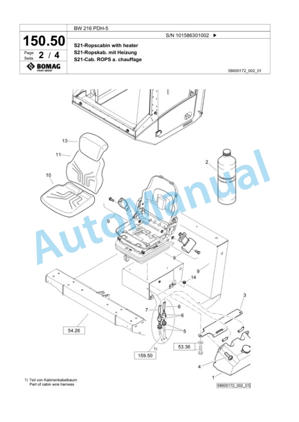 Bomag BW 216 PDH-5 Single Drum Wheel Drive Vibratory Roller Spare Parts Catalogue 00824827 5 Bomag BW 216 PDH-5 Single Drum Wheel Drive Vibratory Roller Spare Parts Catalogue 00824827-5