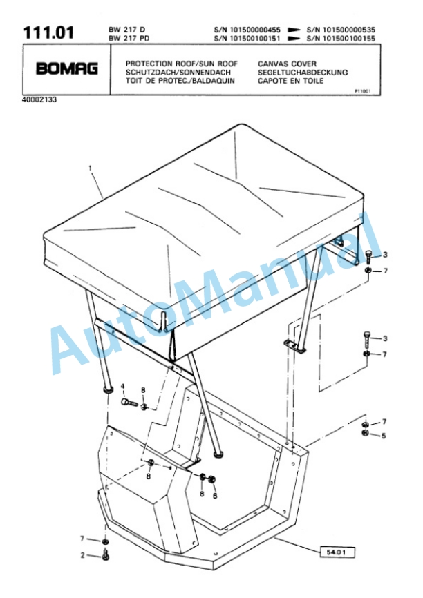 Bomag BW 217 D, BW 217 PD Single Drum Wheel Drive Vibratory Roller Spare Parts Catalogue 00810140 5 Bomag BW 217 D, BW 217 PD Single Drum Wheel Drive Vibratory Roller Spare Parts Catalogue 00810140-5
