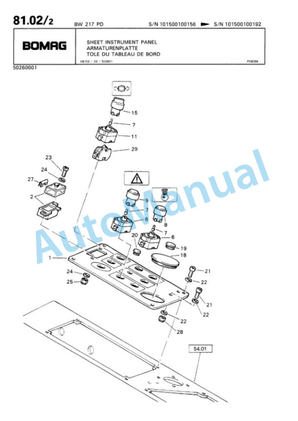Bomag BW 217 D, BW 217 PD Single Drum Wheel Drive Vibratory Roller Spare Parts Catalogue 00810240 4 Bomag BW 217 D, BW 217 PD Single Drum Wheel Drive Vibratory Roller Spare Parts Catalogue 00810240-4