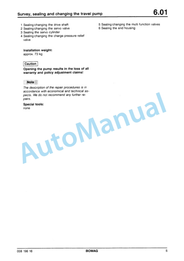 Bomag BW 217 PD-2 Single Drum Wheel Drive Repair Instructions 00819461 3 Bomag BW 217 PD-2 Single Drum Wheel Drive Repair Instructions 00819461-3