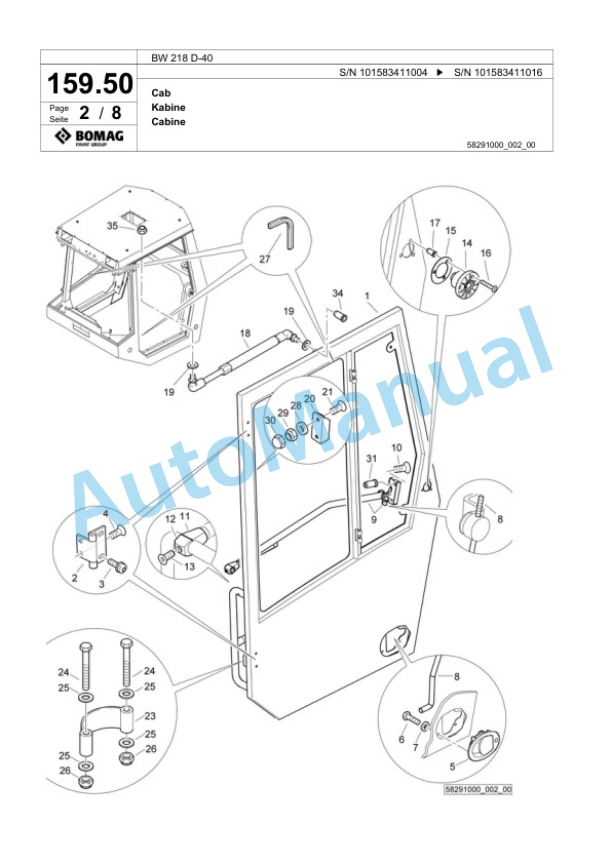 Bomag BW 218 D-40 Single Drum Wheel Drive Vibratory Roller Spare Parts Catalogue 00818671 4 Bomag BW 218 D-40 Single Drum Wheel Drive Vibratory Roller Spare Parts Catalogue 00818671-4