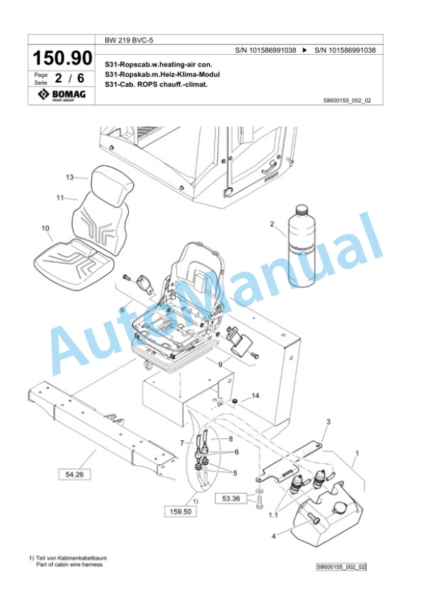 Bomag BW 219 BVC-5 Single Drum Wheel Drive Vibratory Roller Spare Parts Catalogue 00825707 4 Bomag BW 219 BVC-5 Single Drum Wheel Drive Vibratory Roller Spare Parts Catalogue 00825707-4