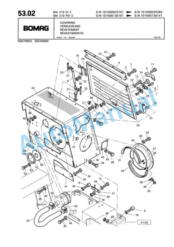 Bomag BW 219 D-2 to BW 219 PDH-2 Single Drum Wheel Drive Vibratory Roller Spare Parts Catalogue 00810095 2 Bomag BW 219 D-2 to BW 219 PDH-2 Single Drum Wheel Drive Vibratory Roller Spare Parts Catalogue 00810095-2