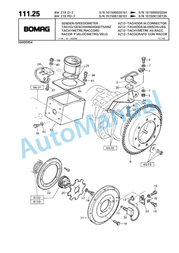 Bomag BW 219 D-2 to BW 219 PDH-2 Single Drum Wheel Drive Vibratory Roller Spare Parts Catalogue 00810095 4 Bomag BW 219 D-2 to BW 219 PDH-2 Single Drum Wheel Drive Vibratory Roller Spare Parts Catalogue 00810095-4