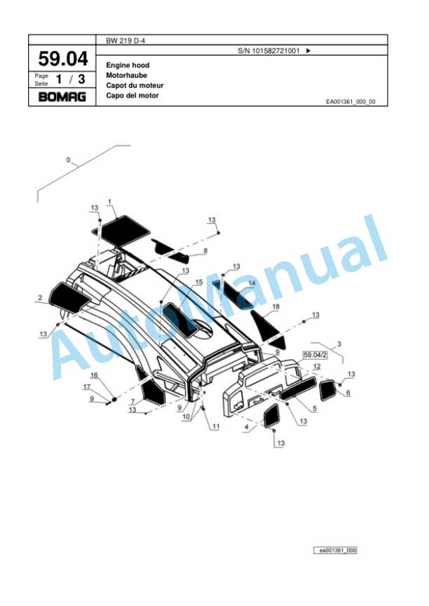 Bomag BW 219 D-4 Single Drum Wheel Drive Vibratory Roller Spare Parts Catalogue 00817835 2 Bomag BW 219 D-4 Single Drum Wheel Drive Vibratory Roller Spare Parts Catalogue 00817835-2