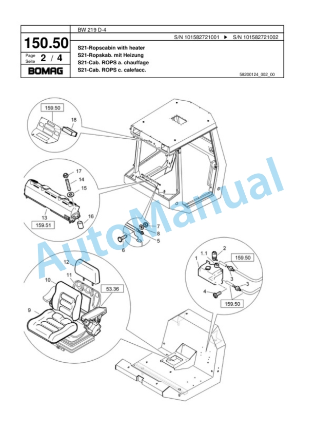 Bomag BW 219 D-4 Single Drum Wheel Drive Vibratory Roller Spare Parts Catalogue 00817835 4 Bomag BW 219 D-4 Single Drum Wheel Drive Vibratory Roller Spare Parts Catalogue 00817835-4