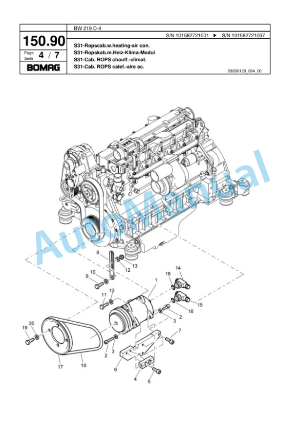 Bomag BW 219 D-4 Single Drum Wheel Drive Vibratory Roller Spare Parts Catalogue 00817835 5 Bomag BW 219 D-4 Single Drum Wheel Drive Vibratory Roller Spare Parts Catalogue 00817835-5