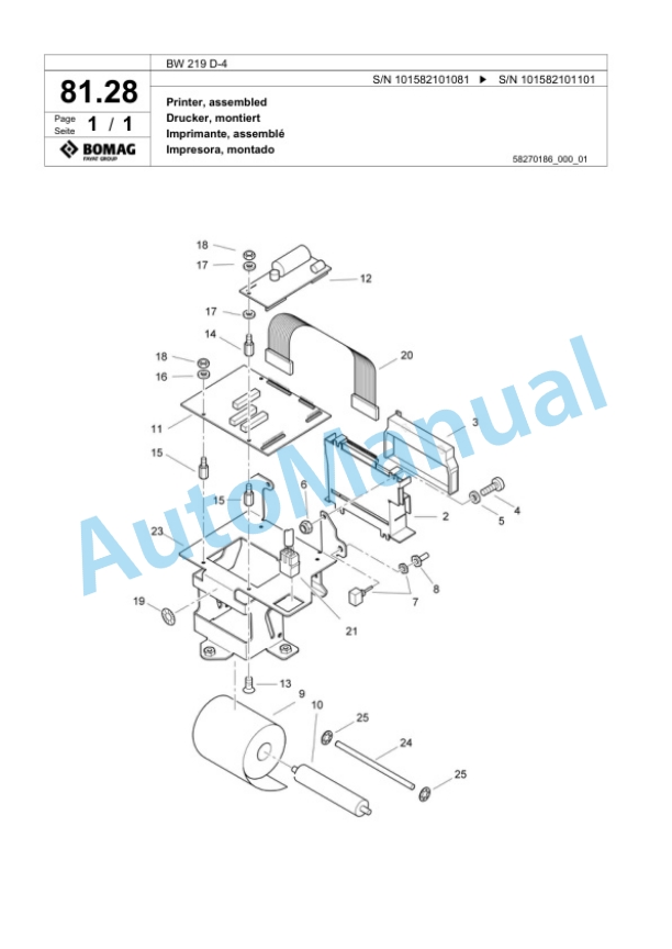 Bomag BW 219 D-4 Single Drum Wheel Drive Vibratory Roller Spare Parts Catalogue 00818095 2 Bomag BW 219 D-4 Single Drum Wheel Drive Vibratory Roller Spare Parts Catalogue 00818095-2