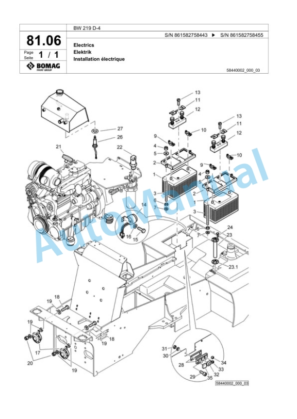 Bomag BW 219 D-4 Single Drum Wheel Drive Vibratory Roller Spare Parts Catalogue 00818373 2 Bomag BW 219 D-4 Single Drum Wheel Drive Vibratory Roller Spare Parts Catalogue 00818373-2