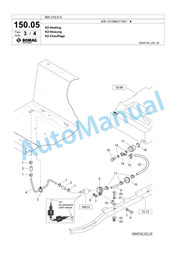 Bomag BW 219 D-5 Single Drum Wheel Drive Vibratory Roller Spare Parts Catalogue 00824829 4 Bomag BW 219 D-5 Single Drum Wheel Drive Vibratory Roller Spare Parts Catalogue 00824829-4