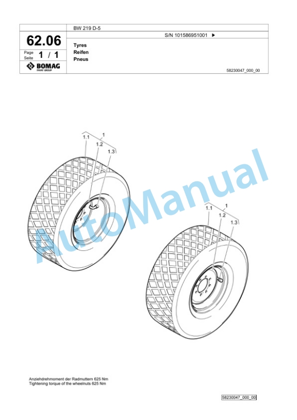 Bomag BW 219 D-5 Single Drum Wheel Drive Vibratory Roller Spare Parts Catalogue 00825699 2 Bomag BW 219 D-5 Single Drum Wheel Drive Vibratory Roller Spare Parts Catalogue 00825699-2