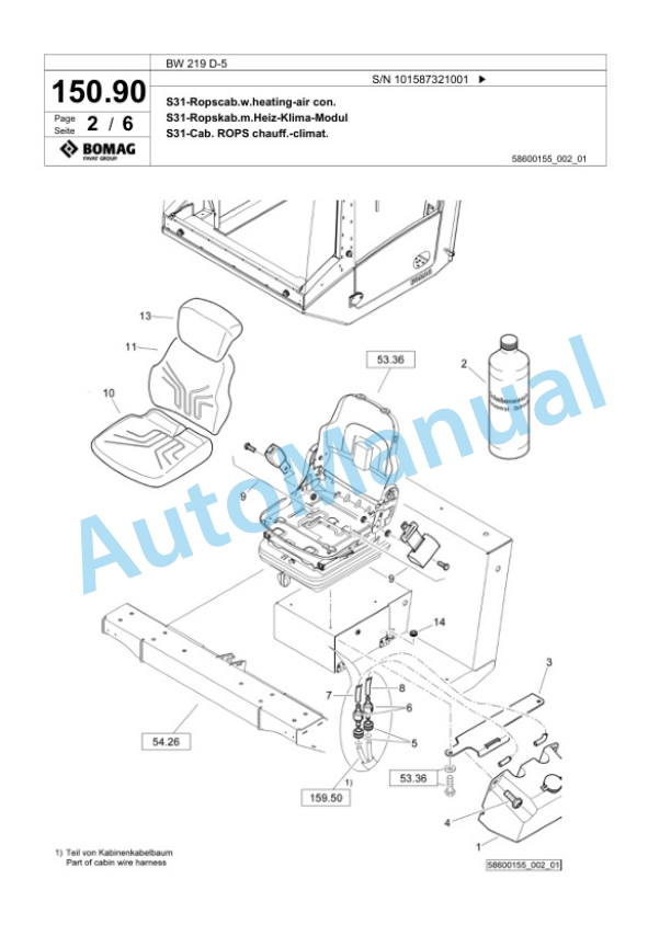 Bomag BW 219 D-5 Single Drum Wheel Drive Vibratory Roller Spare Parts Catalogue 00825849 5 Bomag BW 219 D-5 Single Drum Wheel Drive Vibratory Roller Spare Parts Catalogue 00825849-5