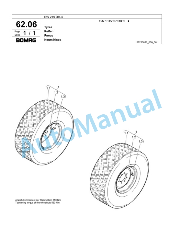 Bomag BW 219 DH-4 Single Drum Wheel Drive Vibratory Roller Spare Parts Catalogue 00817799 2 Bomag BW 219 DH-4 Single Drum Wheel Drive Vibratory Roller Spare Parts Catalogue 00817799-2