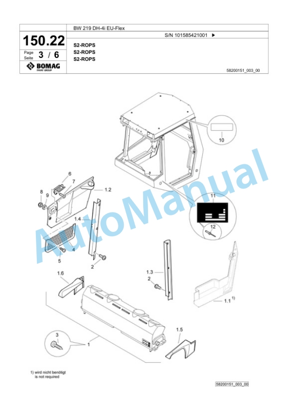 Bomag BW 219 DH-4i EU-Flex Single Drum Wheel Drive Vibratory Roller Spare Parts Catalogue 00824967 4 Bomag BW 219 DH-4i EU-Flex Single Drum Wheel Drive Vibratory Roller Spare Parts Catalogue 00824967-4