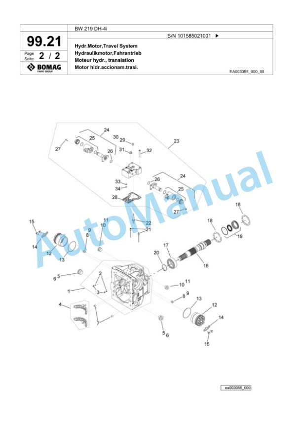 Bomag BW 219 DH-4i Single Drum Wheel Drive Vibratory Roller Spare Parts Catalogue 00824221 3 Bomag BW 219 DH-4i Single Drum Wheel Drive Vibratory Roller Spare Parts Catalogue 00824221-3