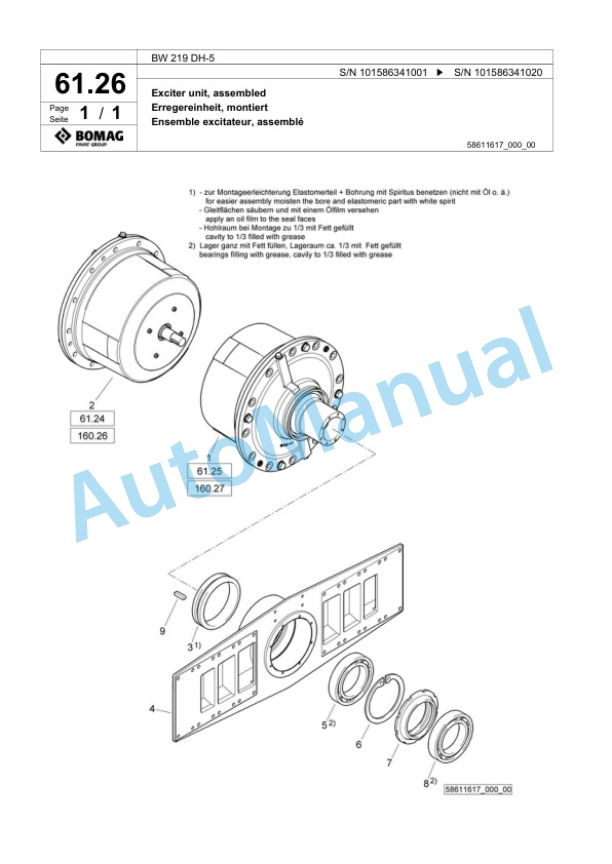 Bomag BW 219 DH-5 Single Drum Wheel Drive Vibratory Roller Spare Parts Catalogue 00824875 2 Bomag BW 219 DH-5 Single Drum Wheel Drive Vibratory Roller Spare Parts Catalogue 00824875-2