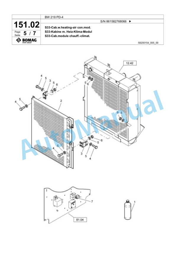 Bomag BW 219 PD-4 Single Drum Wheel Drive Vibratory Roller Spare Parts Catalogue 00818375 5 Bomag BW 219 PD-4 Single Drum Wheel Drive Vibratory Roller Spare Parts Catalogue 00818375-5
