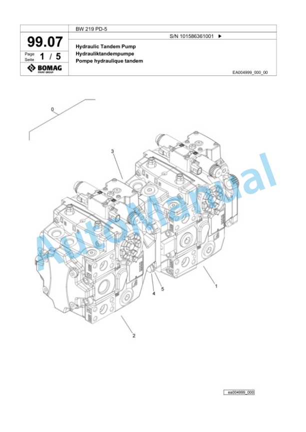 Bomag BW 219 PD-5 Single Drum Wheel Drive Vibratory Roller Spare Parts Catalogue 00824877 3 Bomag BW 219 PD-5 Single Drum Wheel Drive Vibratory Roller Spare Parts Catalogue 00824877-3