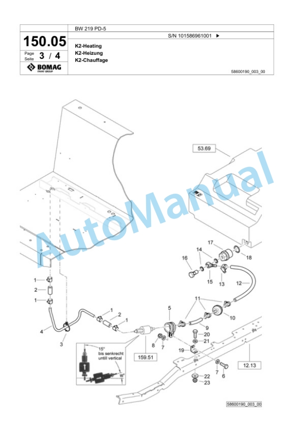 Bomag BW 219 PD-5 Single Drum Wheel Drive Vibratory Roller Spare Parts Catalogue 00825703 4 Bomag BW 219 PD-5 Single Drum Wheel Drive Vibratory Roller Spare Parts Catalogue 00825703-4