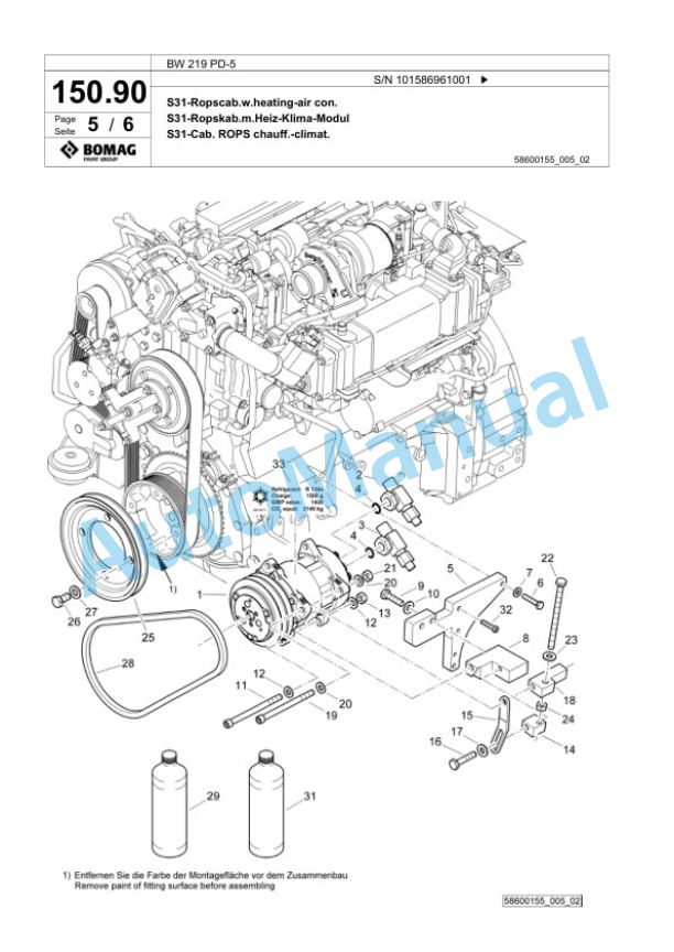 Bomag BW 219 PD-5 Single Drum Wheel Drive Vibratory Roller Spare Parts Catalogue 00825703 5 Bomag BW 219 PD-5 Single Drum Wheel Drive Vibratory Roller Spare Parts Catalogue 00825703-5