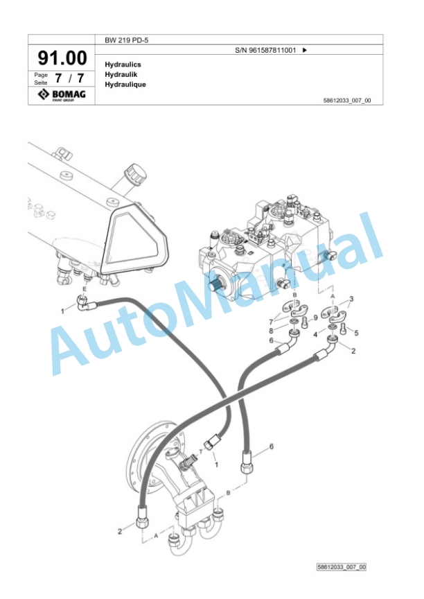 Bomag BW 219 PD-5 Single Drum Wheel Drive Vibratory Roller Spare Parts Catalogue 00826925 3 Bomag BW 219 PD-5 Single Drum Wheel Drive Vibratory Roller Spare Parts Catalogue 00826925-3