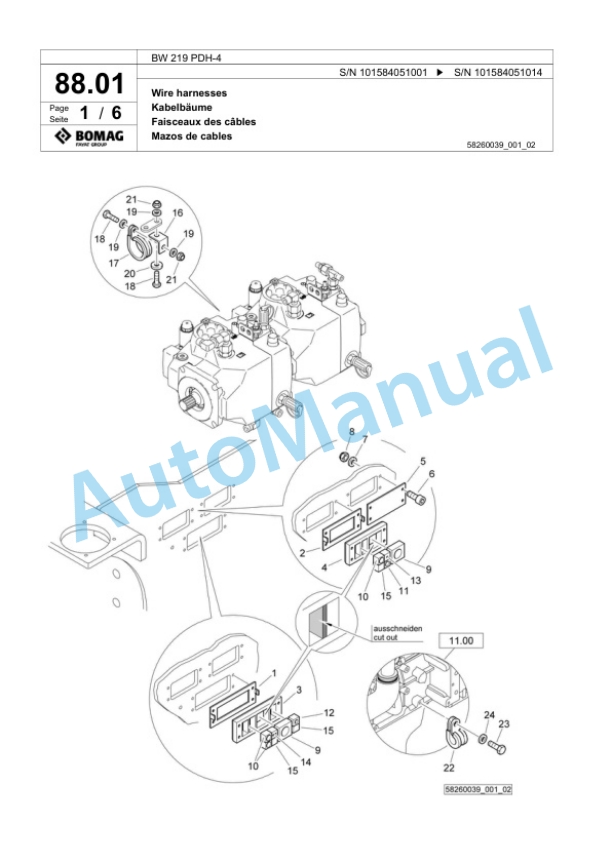 Bomag BW 219 PDH-4 Single Drum Wheel Drive Vibratory Roller Spare Parts Catalogue 00818859 3 Bomag BW 219 PDH-4 Single Drum Wheel Drive Vibratory Roller Spare Parts Catalogue 00818859-3
