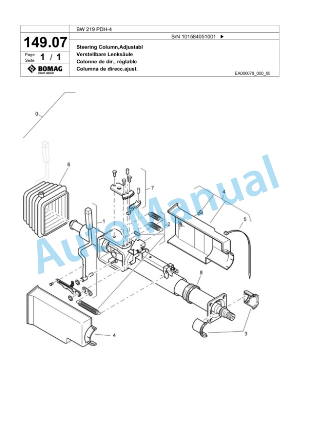 Bomag BW 219 PDH-4 Single Drum Wheel Drive Vibratory Roller Spare Parts Catalogue 00818859 4 Bomag BW 219 PDH-4 Single Drum Wheel Drive Vibratory Roller Spare Parts Catalogue 00818859-4