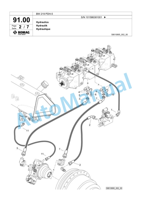 Bomag BW 219 PDH-5 Single Drum Wheel Drive Vibratory Roller Spare Parts Catalogue 00824879 3 Bomag BW 219 PDH-5 Single Drum Wheel Drive Vibratory Roller Spare Parts Catalogue 00824879-3